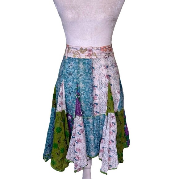 Women’s Boho Patchwork Skirt Hippie Gypsy Festival Flowy Peasant Fairycore Sz 13 - Picture 1 of 8